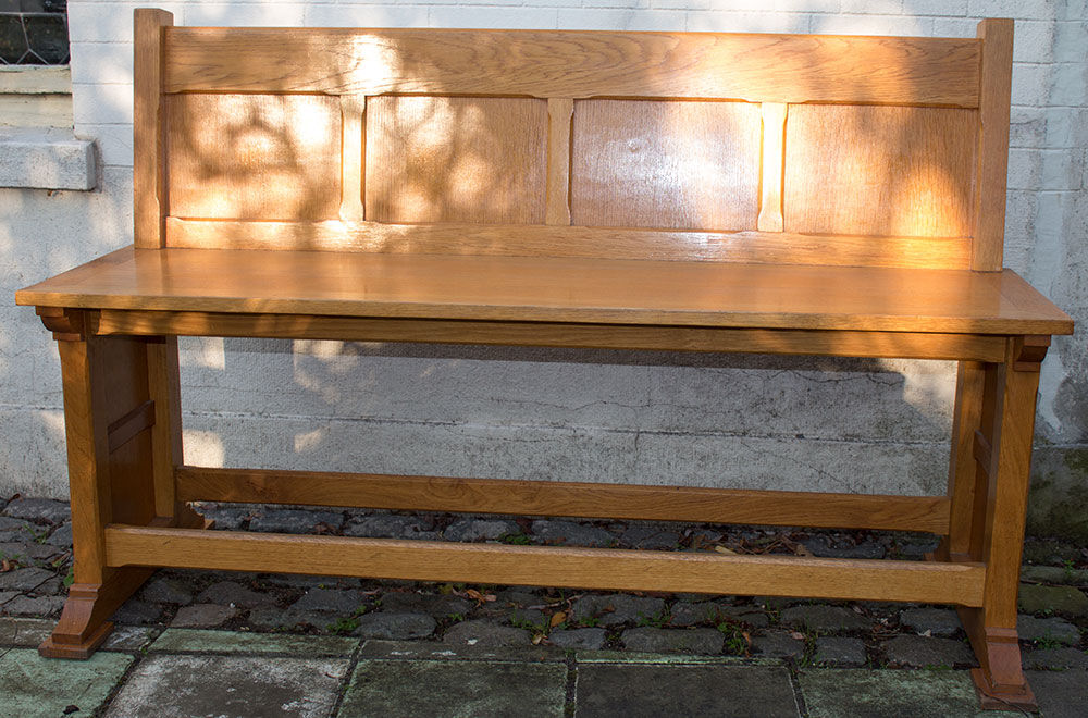 Old wooden bench of courthouse of peace 140 cm wide