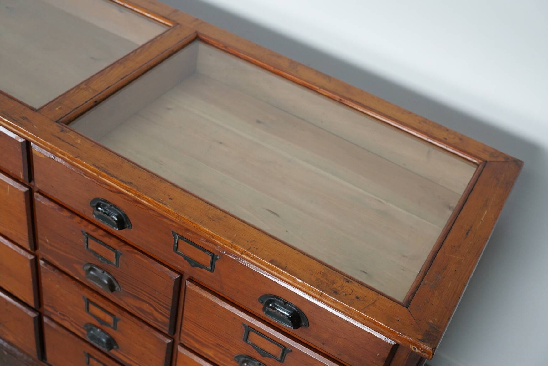 Large Pitch Pine Jewelry Counter/Cabinet, Paris, France, 1930s