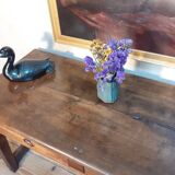 Monastery table, community table, 19th-century solid walnut console.