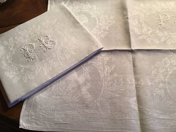 Set de 6 serviettes de chasse 19eme marquées « PB »