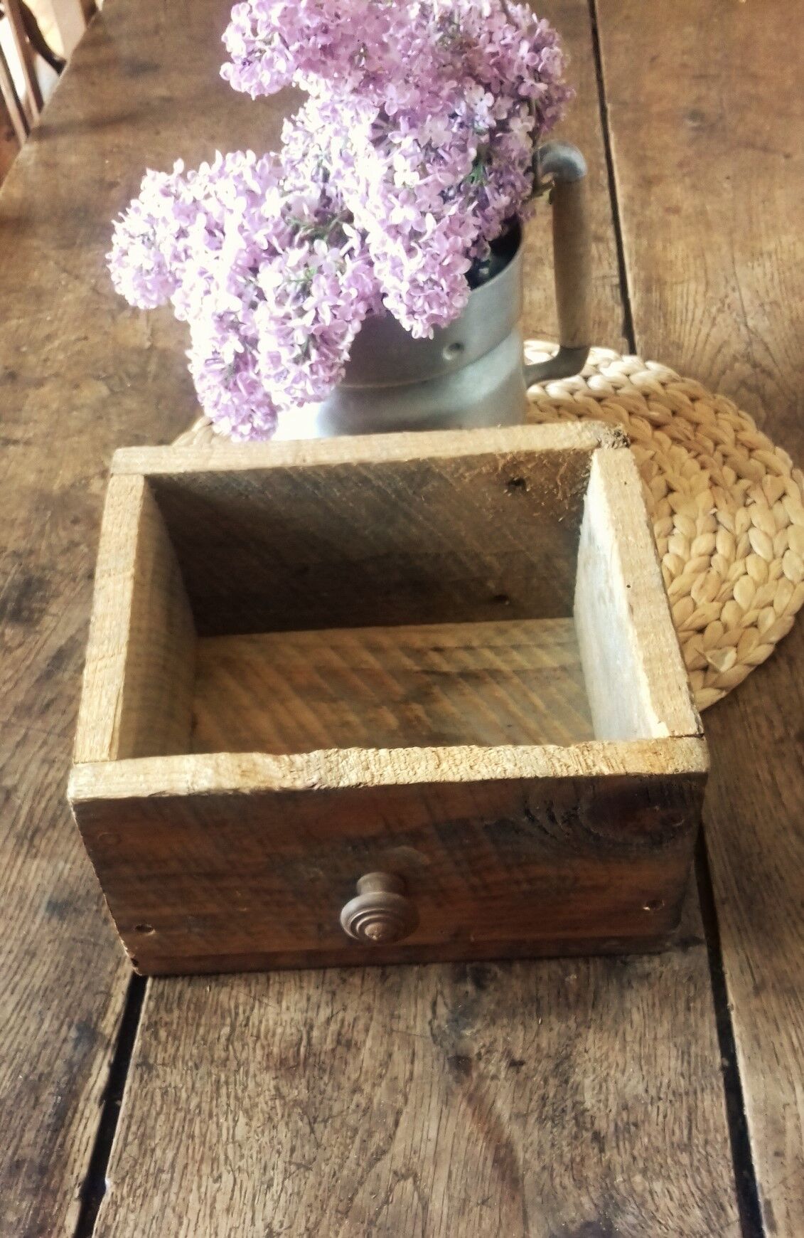 Bulk wood drawer metal button box storage