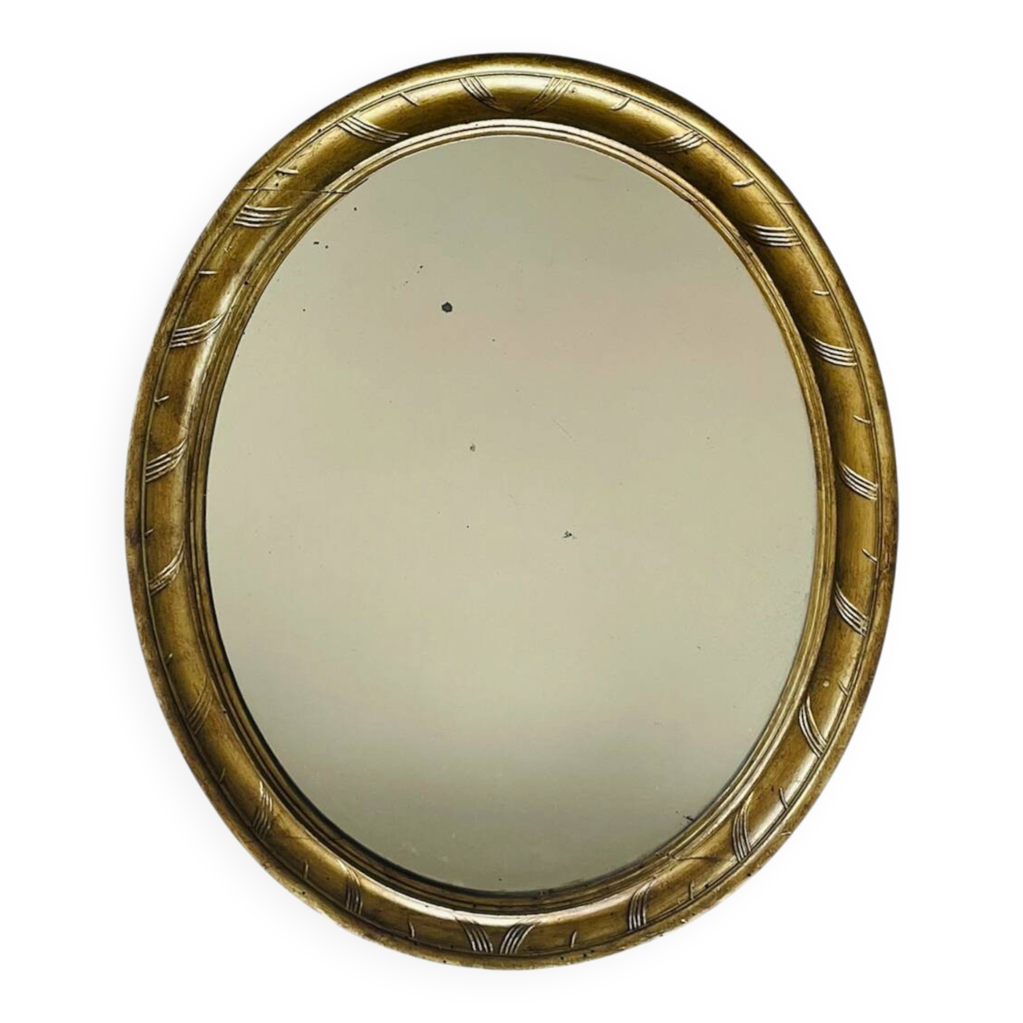 58cm patinated gilded wood mirror