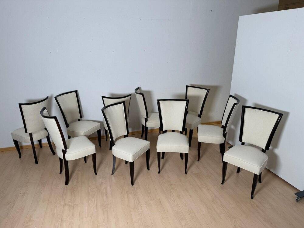 Art Deco Dining Table with Chairs, Paris, 1930, Set of 11