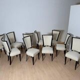 Art Deco Dining Table with Chairs, Paris, 1930, Set of 11