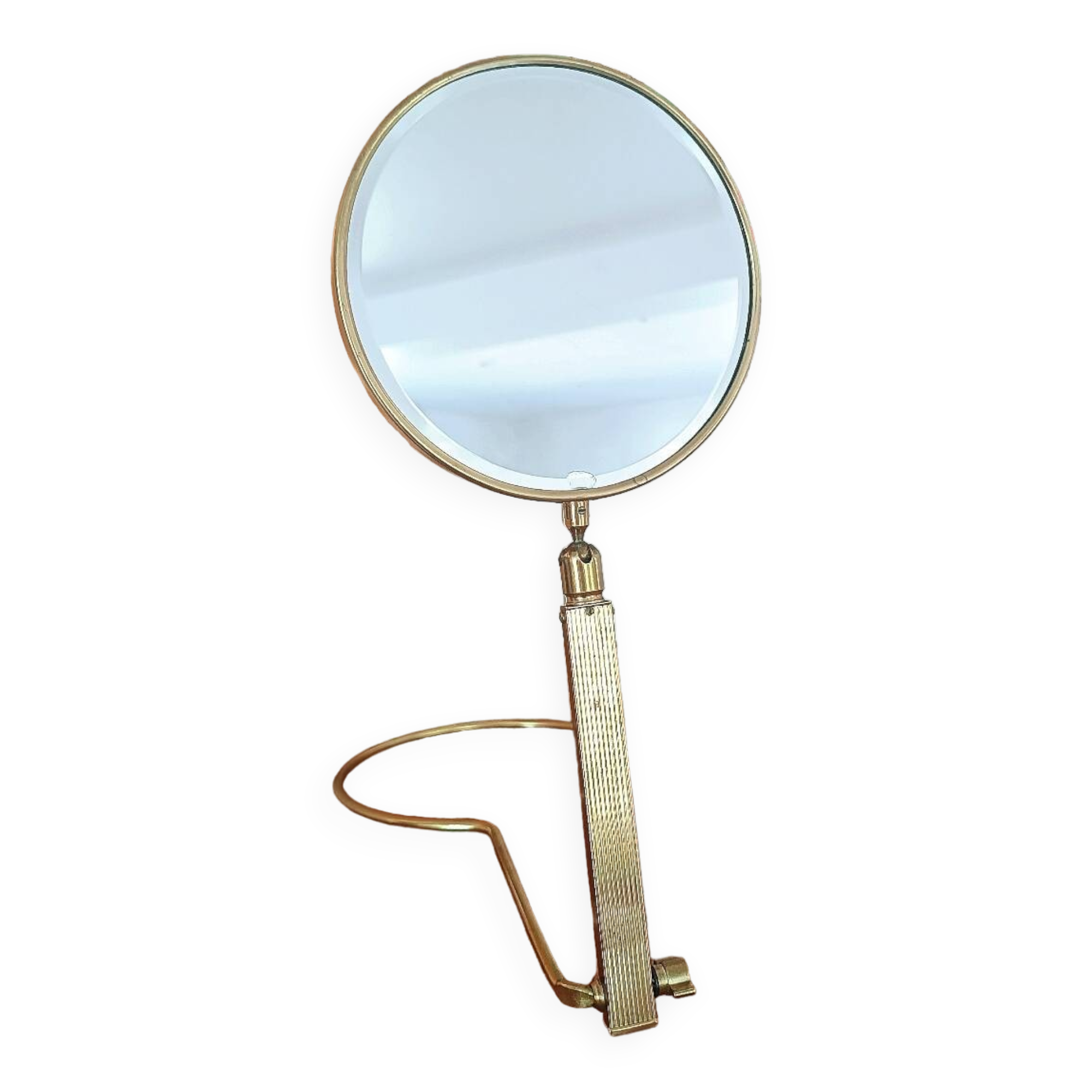 Vintage midi century brass barber mirror