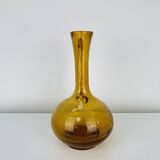 Vintage amber bubble glass vase
