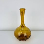 Vase verre bullé ambré vintage