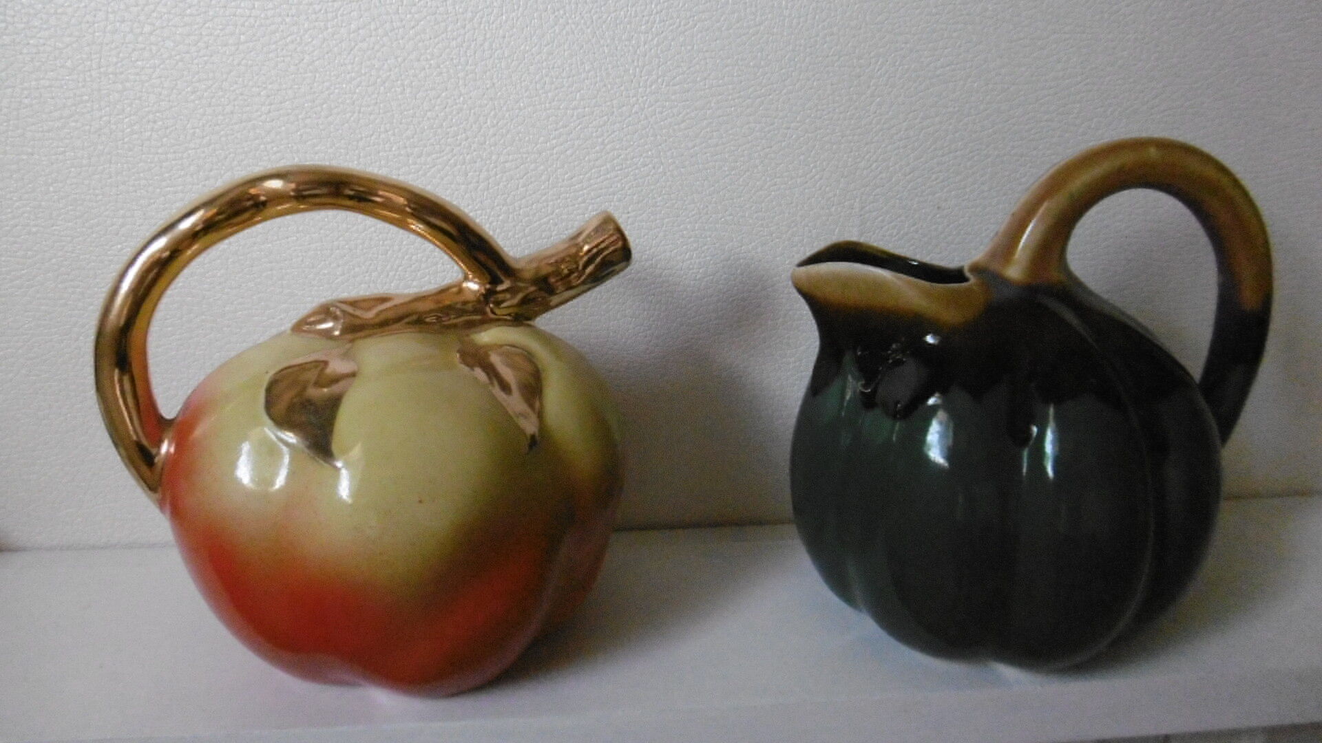 Ceramic pitchers from the 60s apple shape