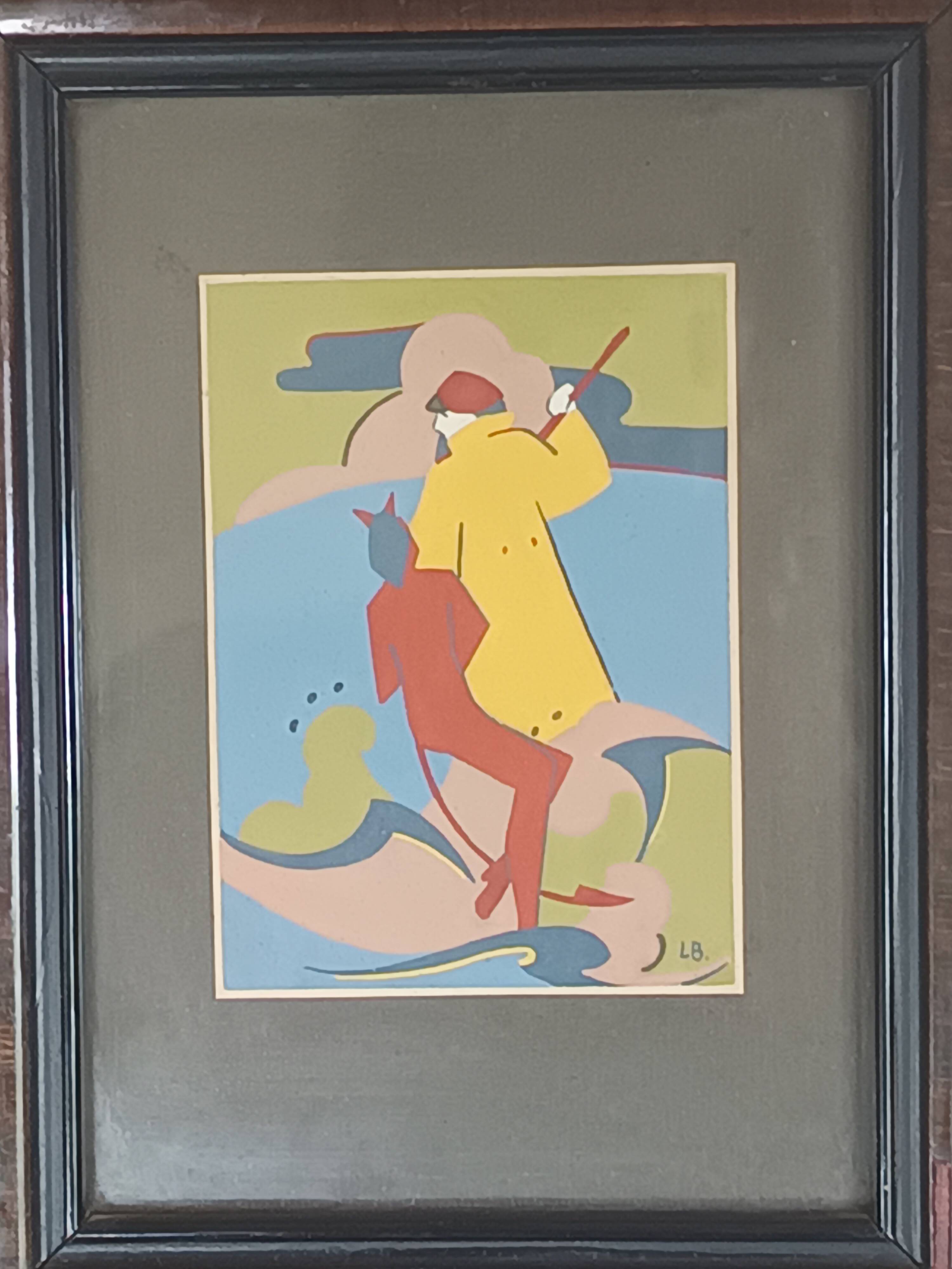 Pair of antique paintings – Russian illustrations – Pushkin – antique frames