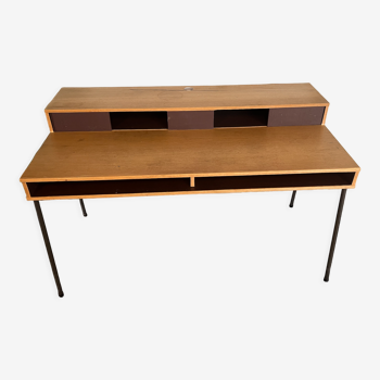 Wooden school desk with storage