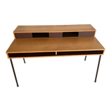 Wooden school desk with storage