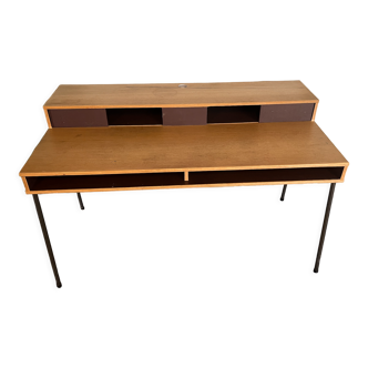 Wooden school desk with storage