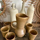Stoneware pitcher and tumbler service