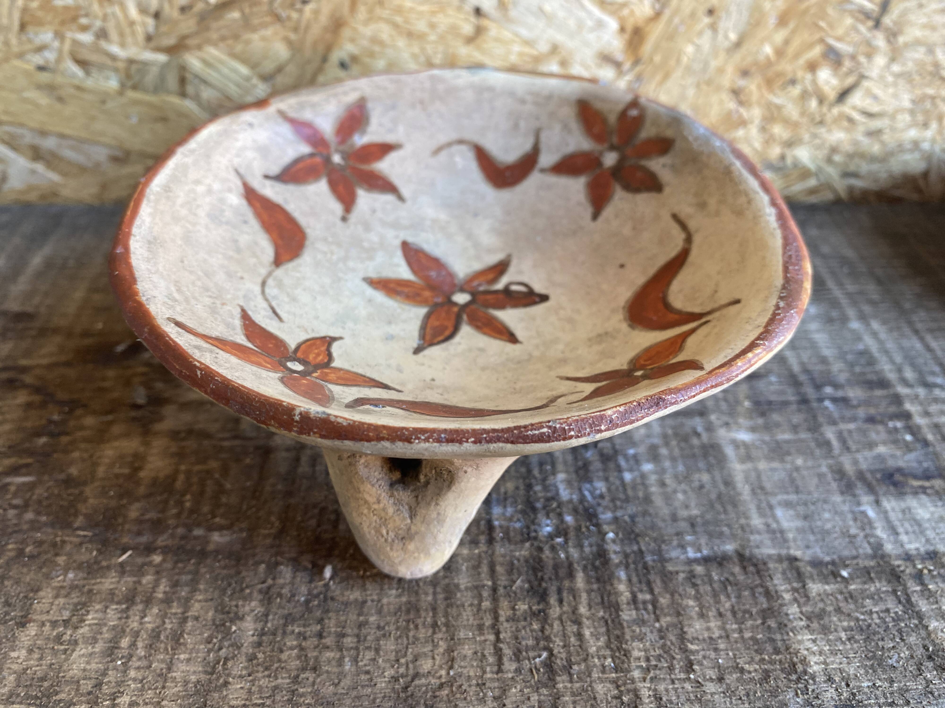 Old Tripod Pocket Vase Terracotta Flower Decor Vintage #D983