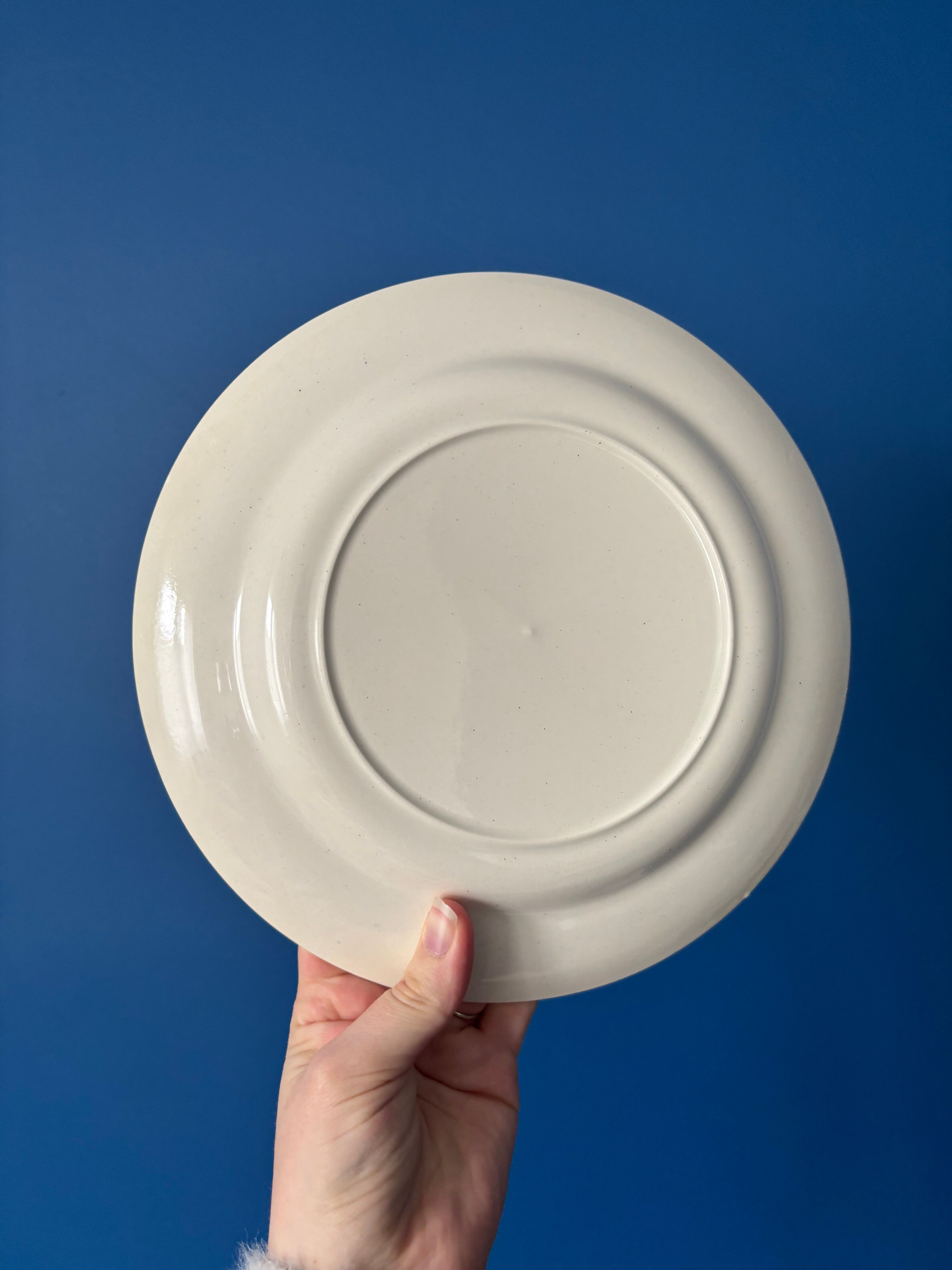 Set of 8 vintage flat plates in earthenware with blue flowers – Tableware