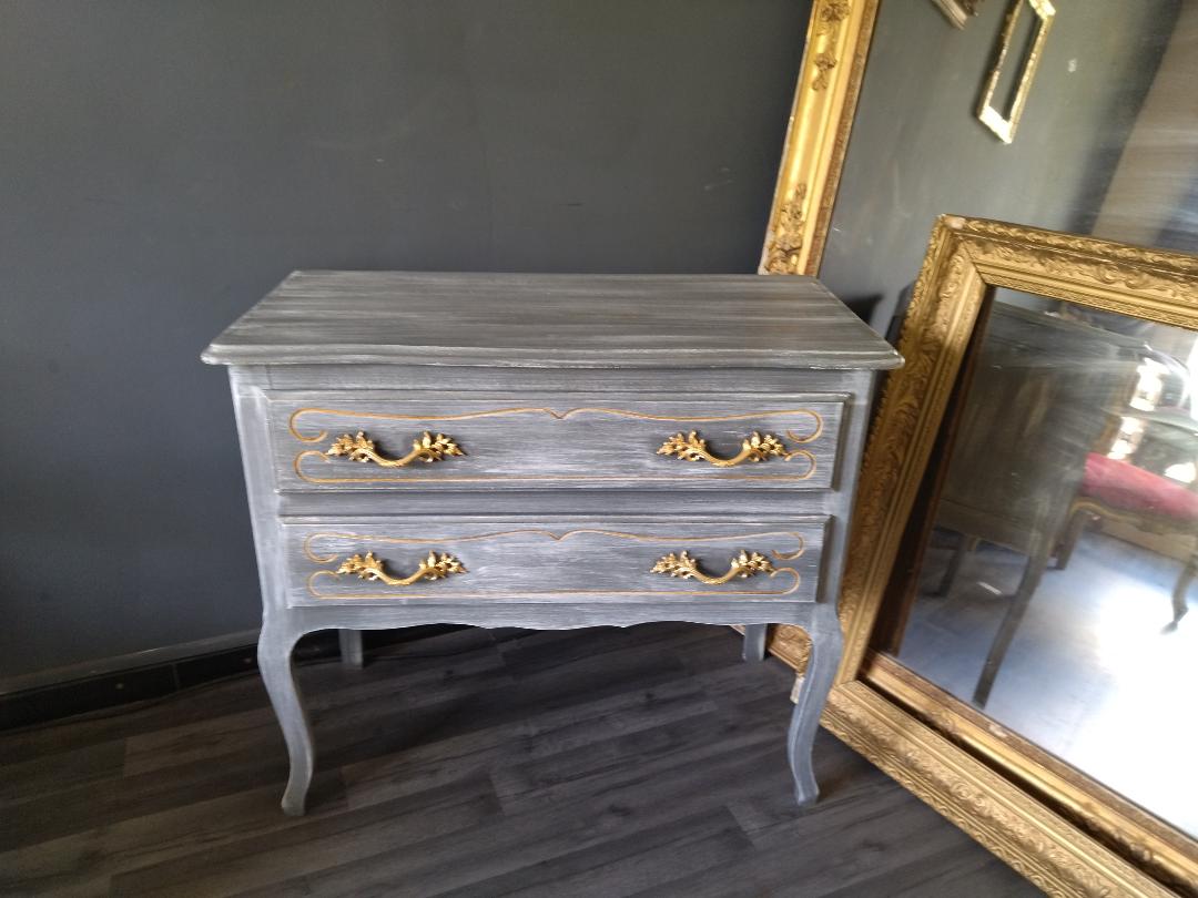 Louis XV-style patinated grey dresser