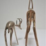 Four vintage brass antelope gazelles