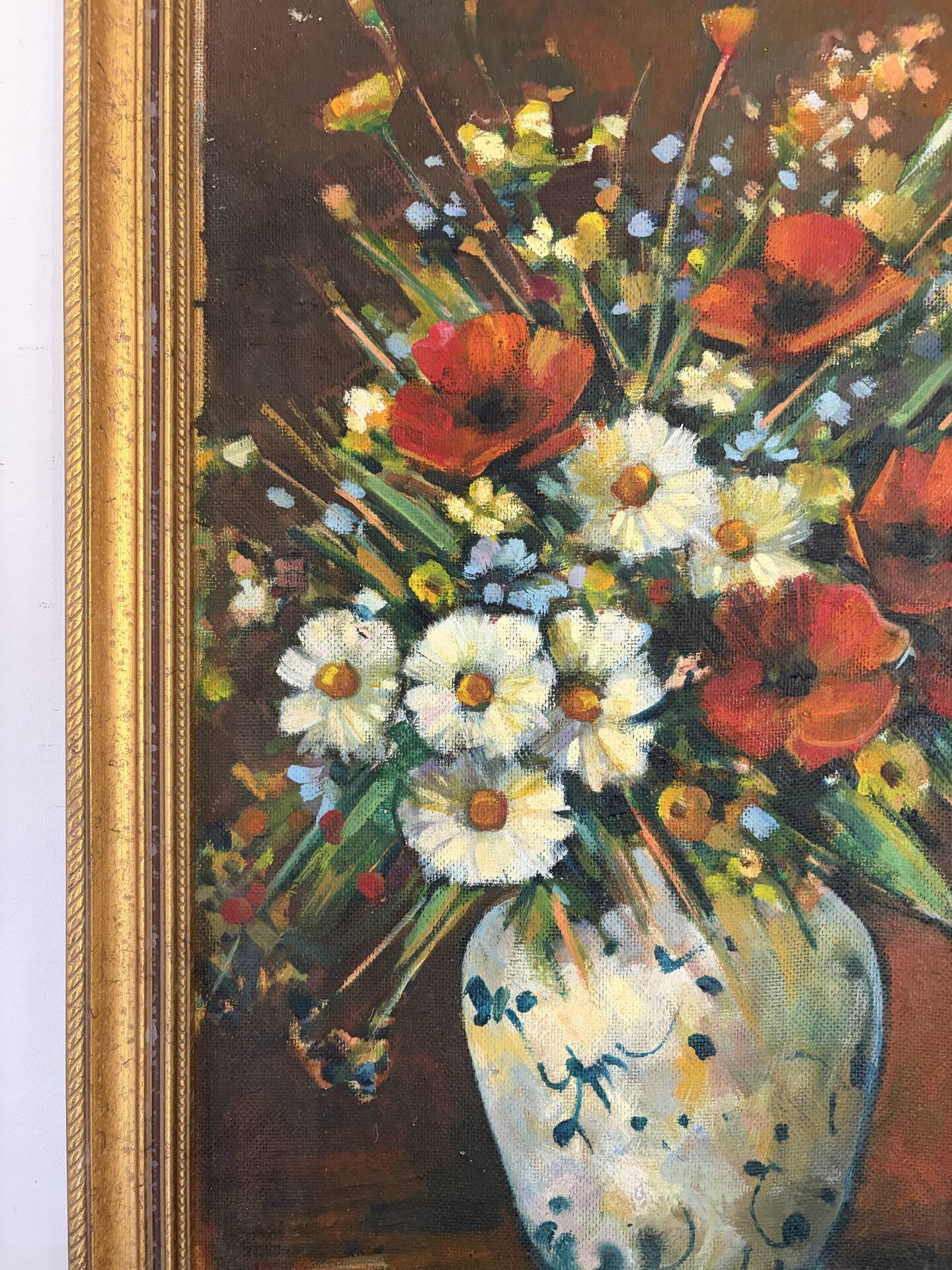 Wildflower bouquet, oil on panel signed Toutaiy.