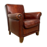 Vintage dark brown sheep leather armchair