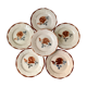 Set of 6 flat plates Digoin Sarreguemines pink flowers years 30-40