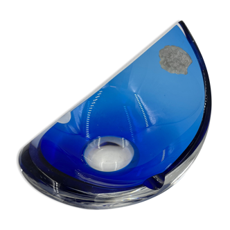 Val Saint Lambert blue cup ashtray