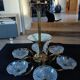 Lustre ancien Art Déco laiton + verre