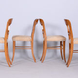 Set of four biedermeier walnut chairs, original condition, czechia, 1830s