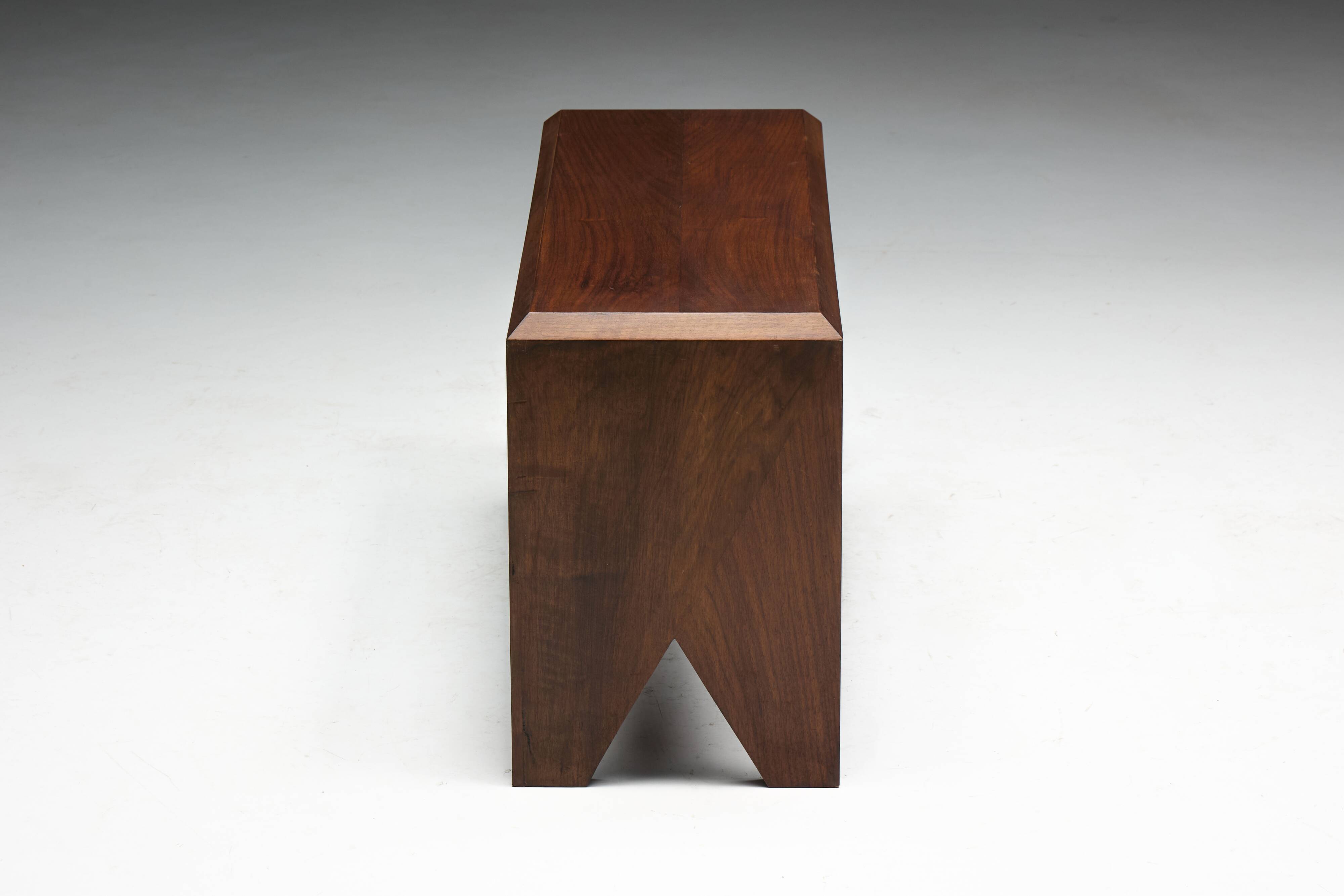 Mid-Century Walnut Bench, France, Late 20th Century