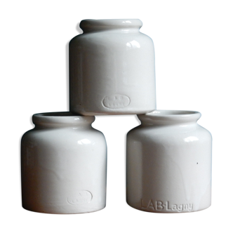 3 LAB-Lagny jars in cream glazed stoneware