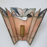 Pair of art-deco stained glass mosaic wall lights