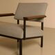 Grey fabric and wood lounge chair by Gijs van der Sluis from the 60s.
