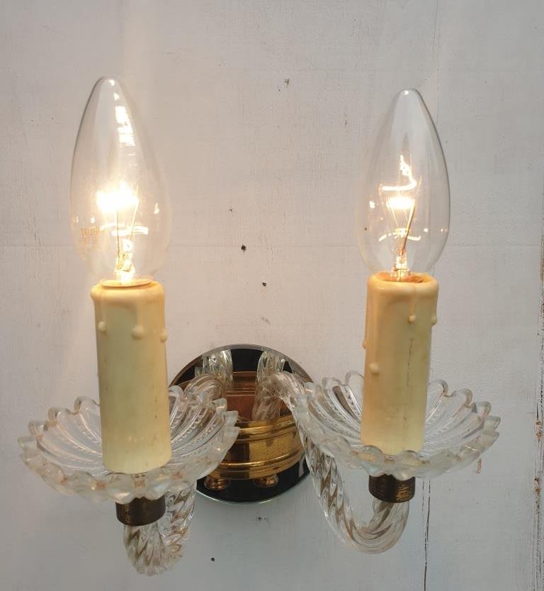 Applique 2 bras verre Murano vintage 1950