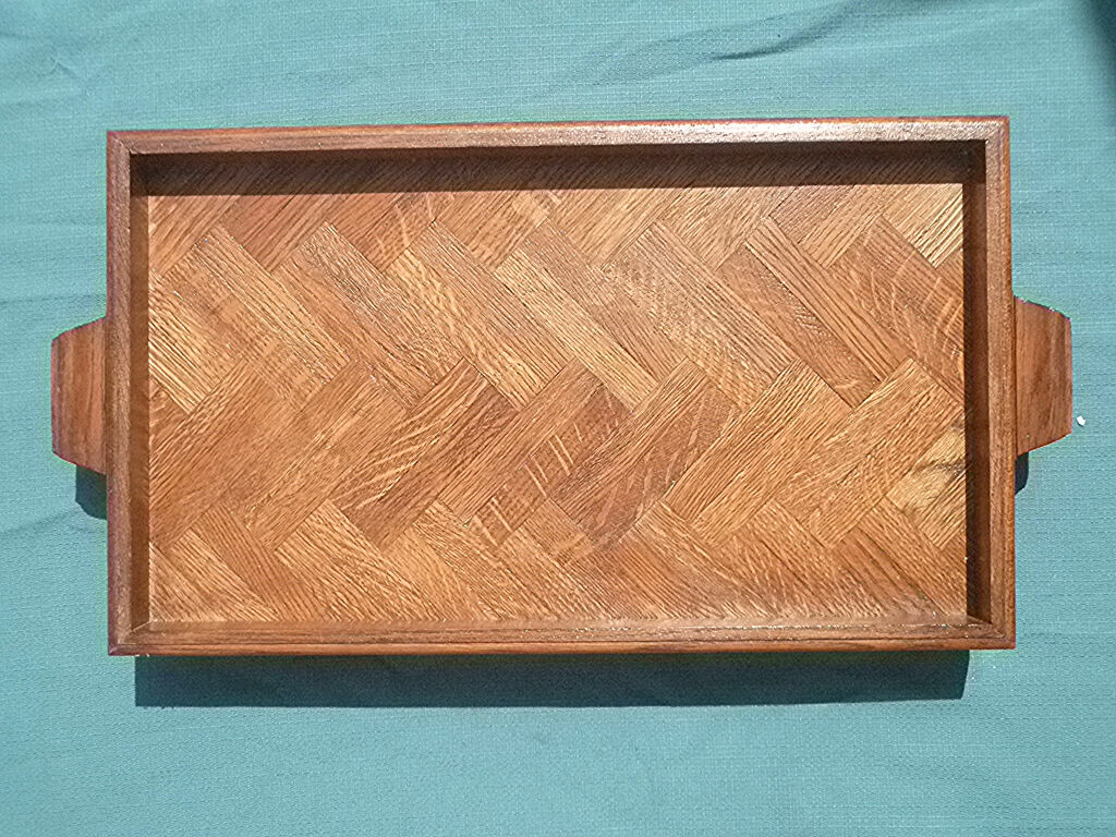 Solid wood service tray, vintage