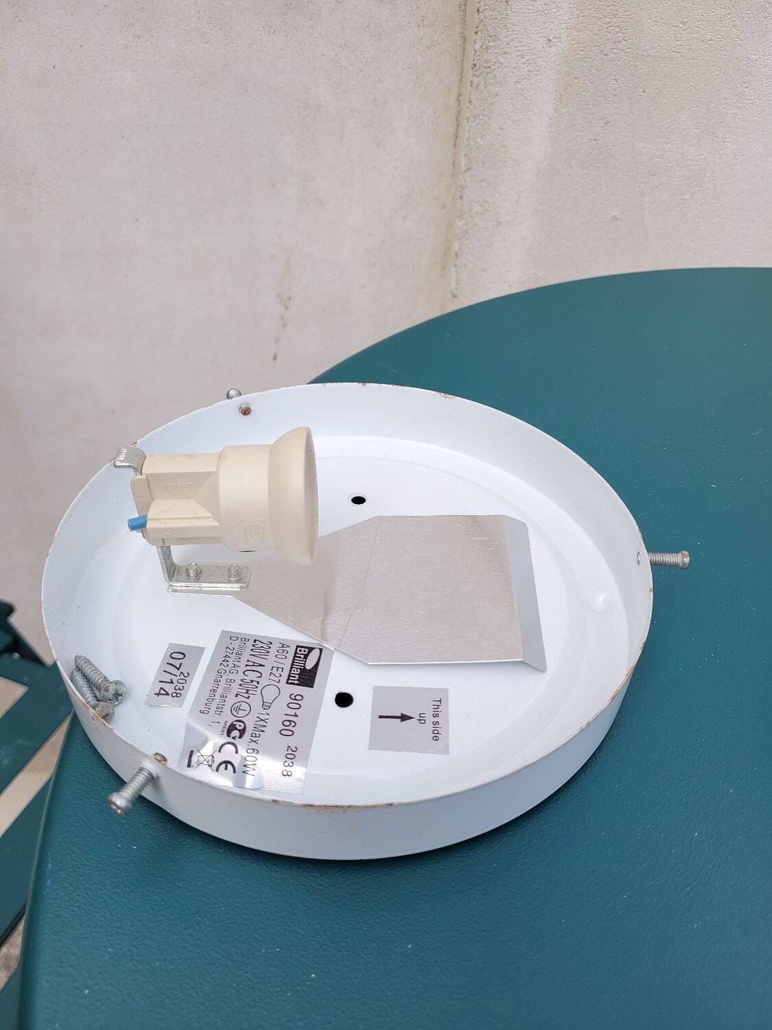 Round cast glass ceiling lamp