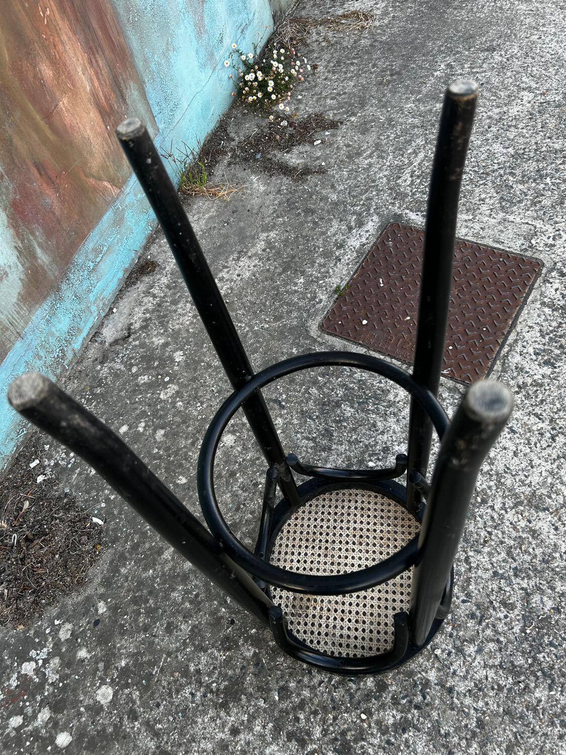 High cane rattan bar stool