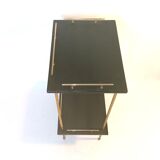 Pair of tables brass gilded blackened trays 1960