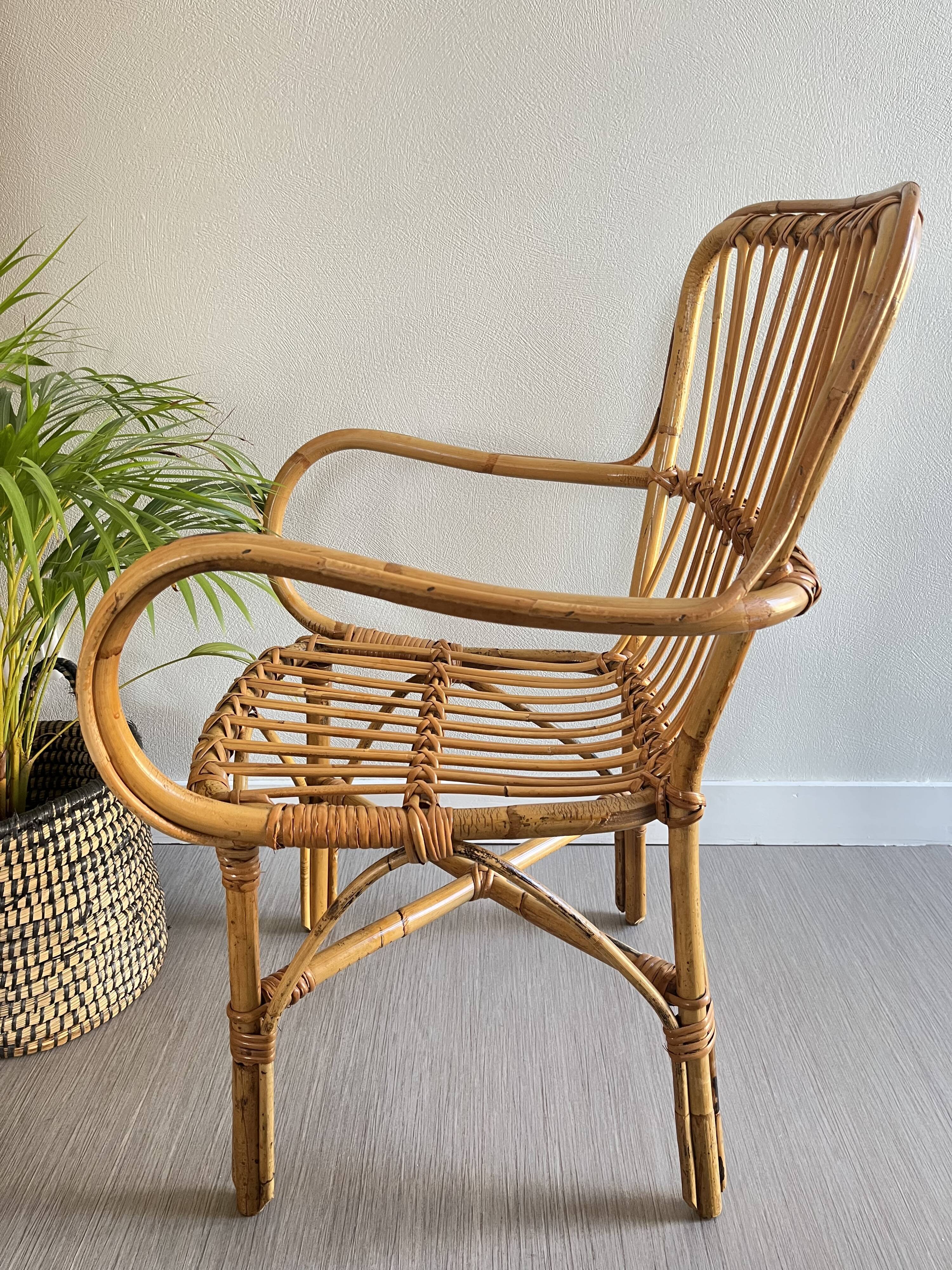 Vintage rattan armchair