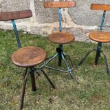 Three industrial workshop stools from the 50s/60s