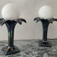 Pair of palm tree lamps in Italian ceramic from the 1970s.