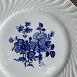 3 Luneville France vintage blue rose dinner plates