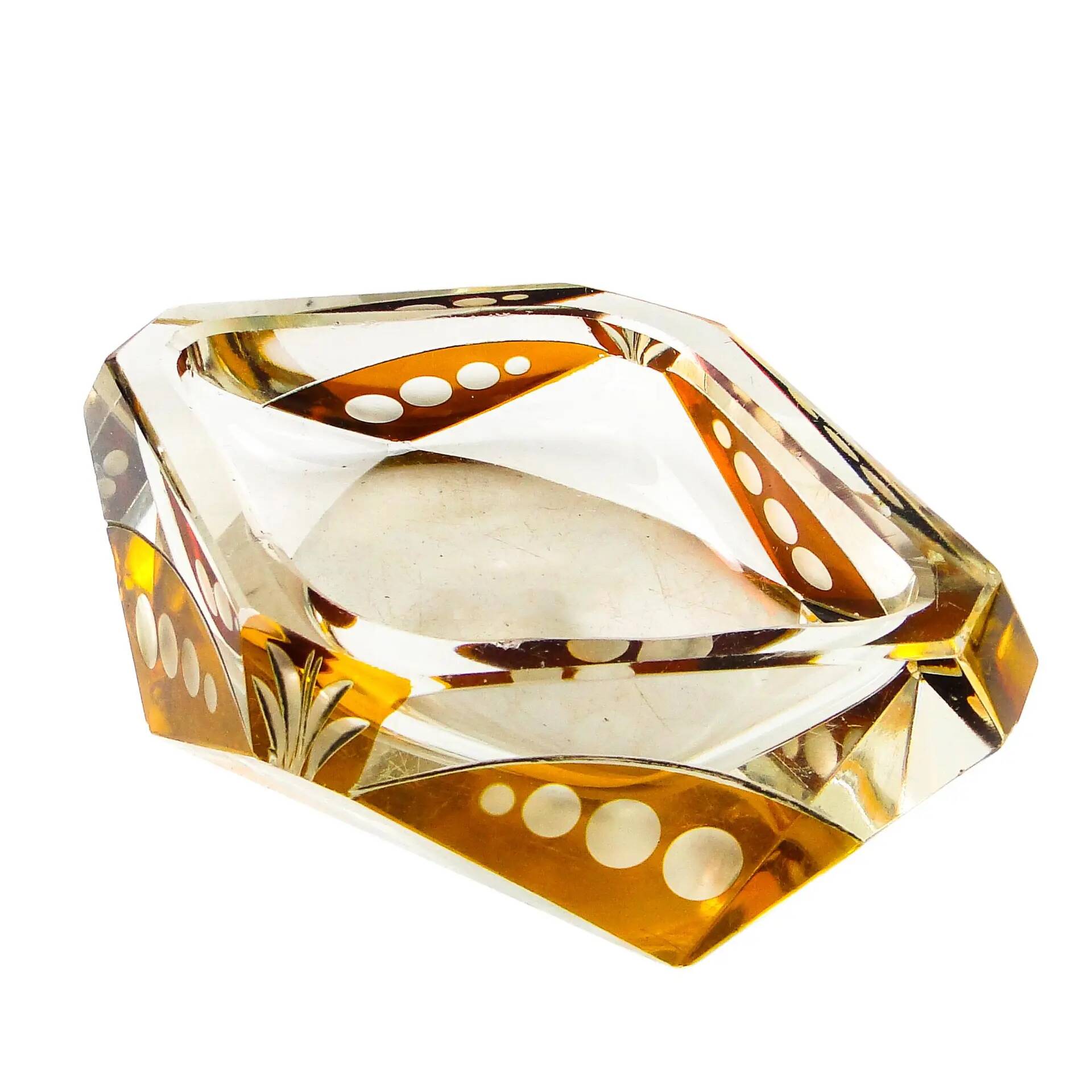 Art Deco ashtray, crystal glass, Huta Julia, Poland, 1960s