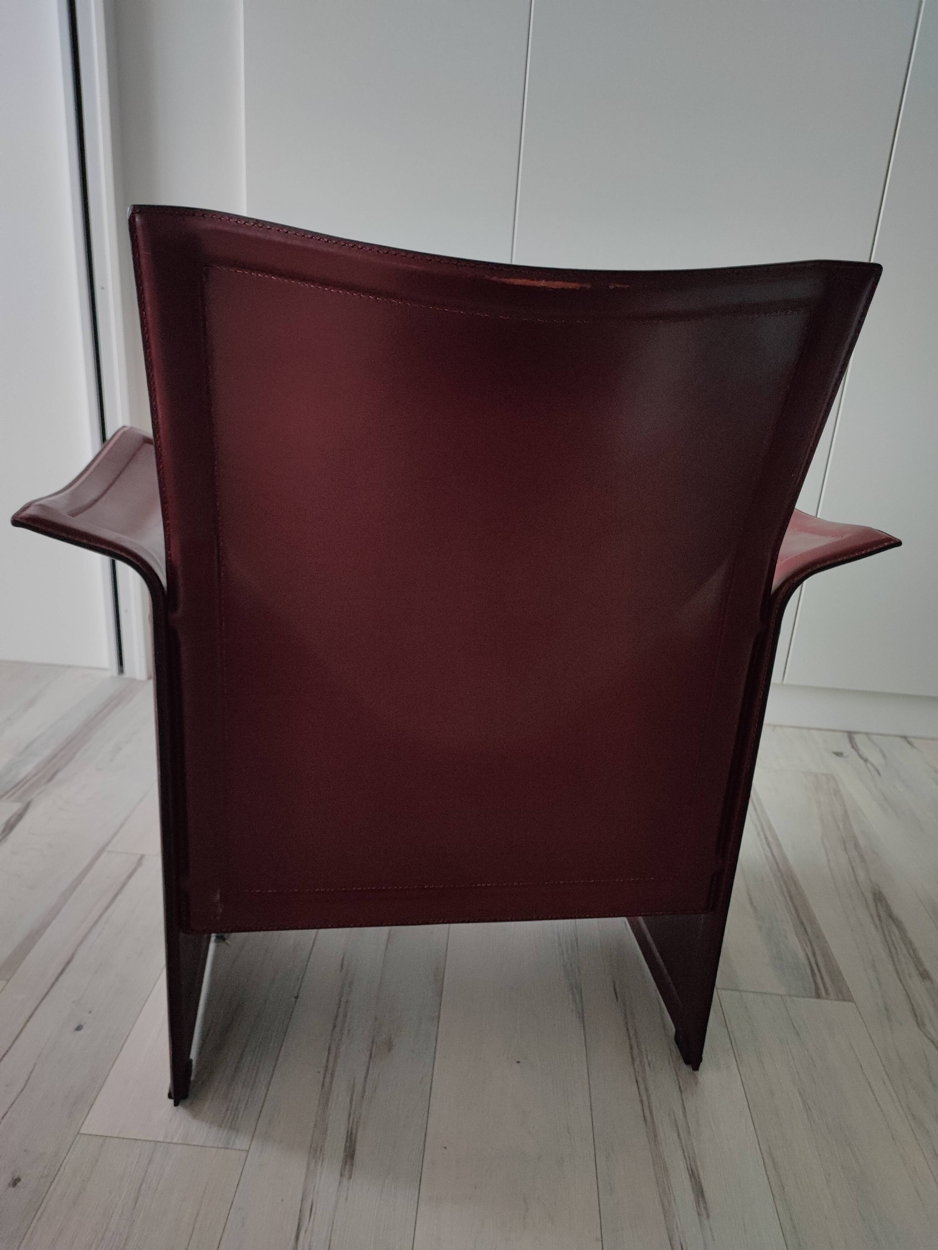 Bordeaux leather armchair by Tito Agnoli for Matteo Grassi, Italy
