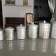 Series of 6 aluminum grocery jars