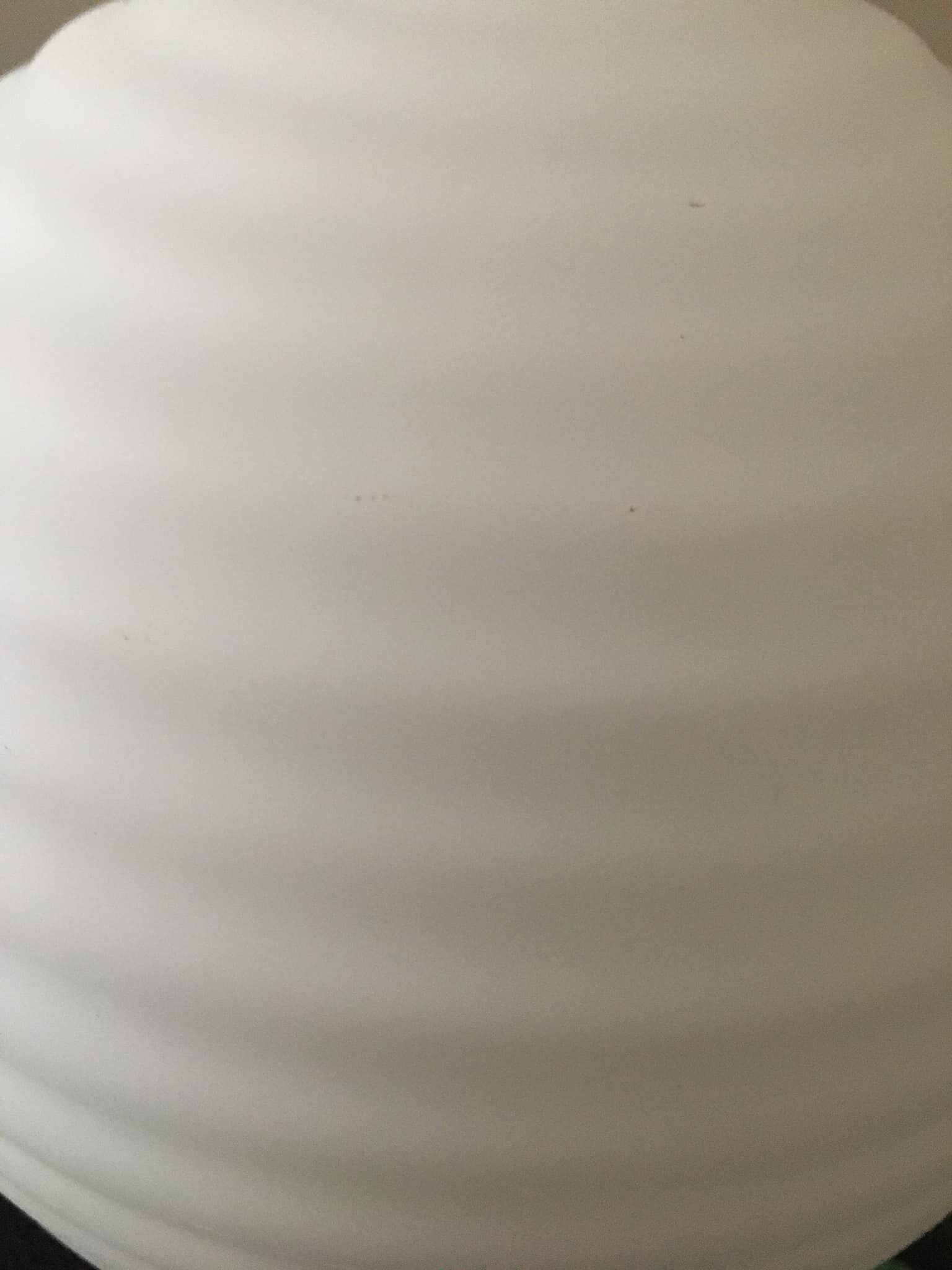 Spherical globe in white opal striated patterns