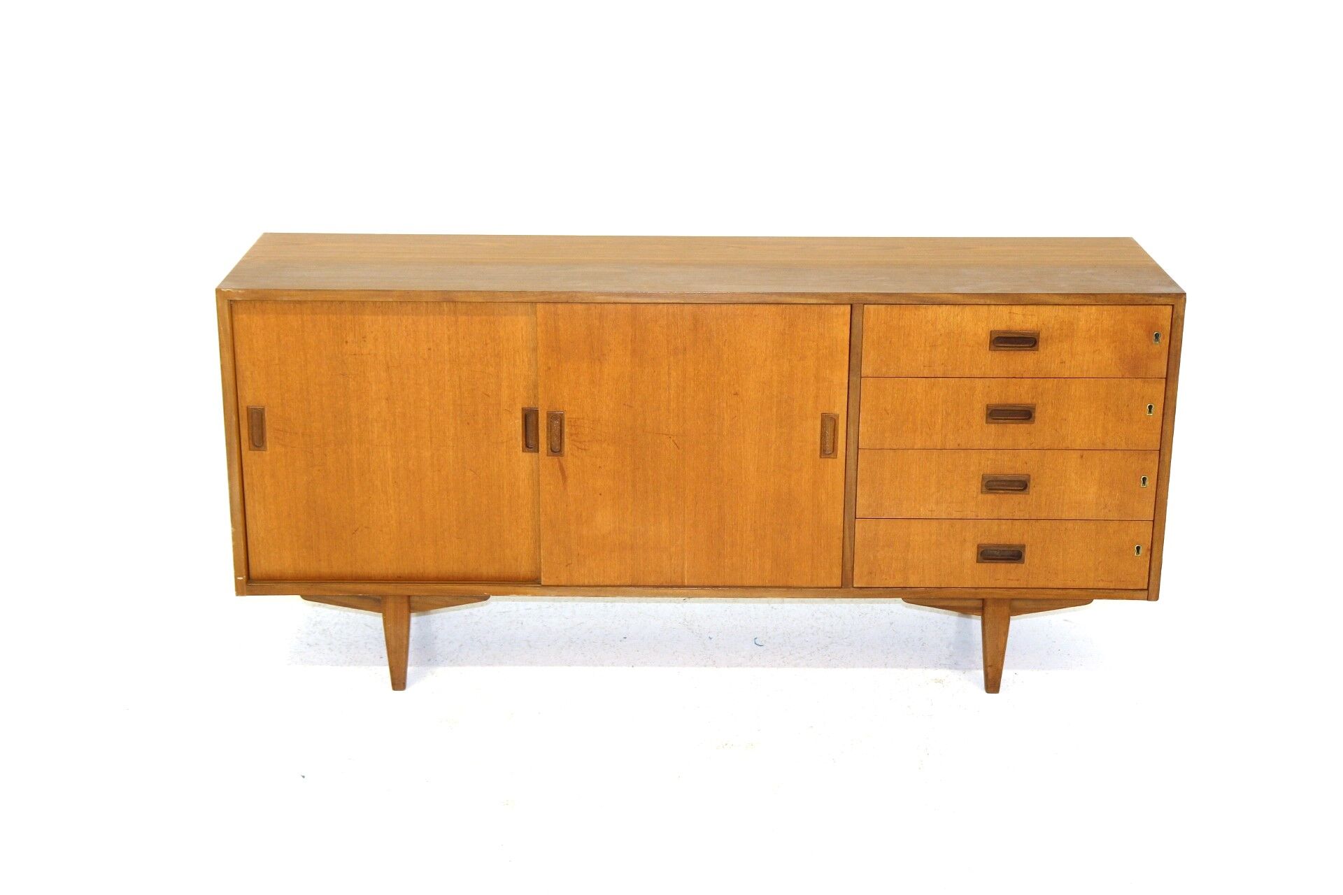 Scandinavian enfilade in blond teak, Sweden, 1960