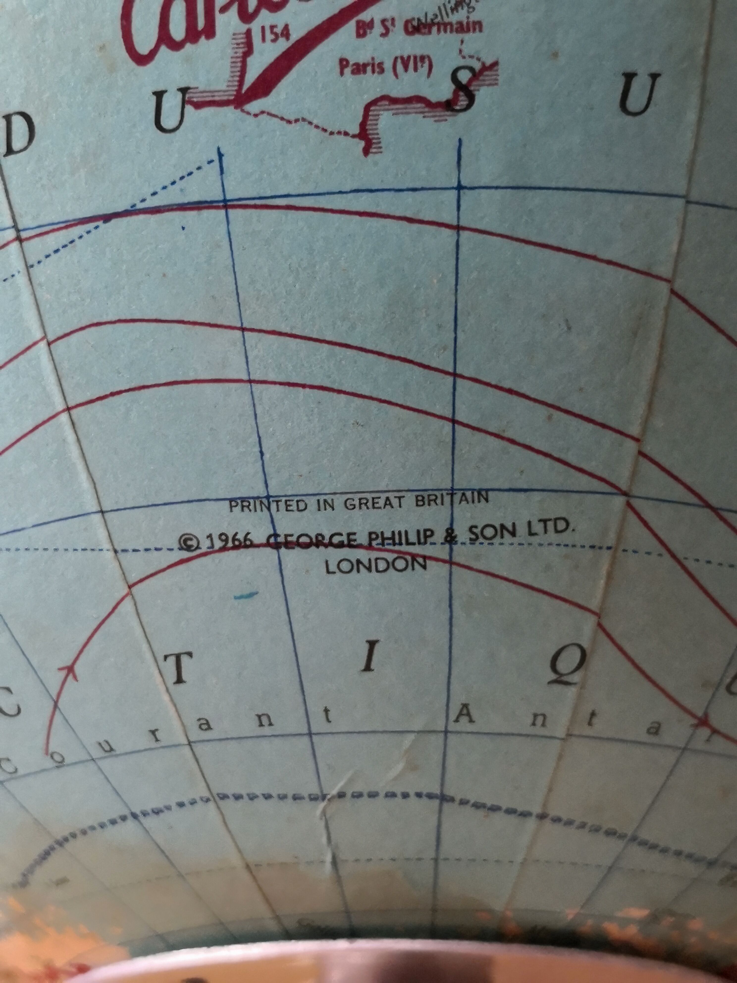 Earth globe by George Philippe&Son 1966