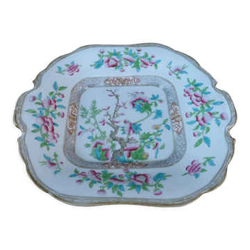 Ancien plat en porcelaine Chine Asie carré bord chantournés