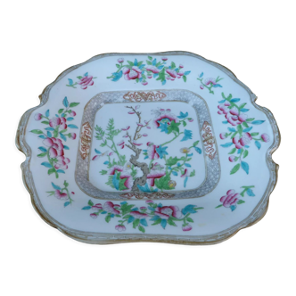 Ancien plat en porcelaine Chine Asie carré bord chantournés