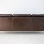 1970s danish brown leather 3-seater sofa