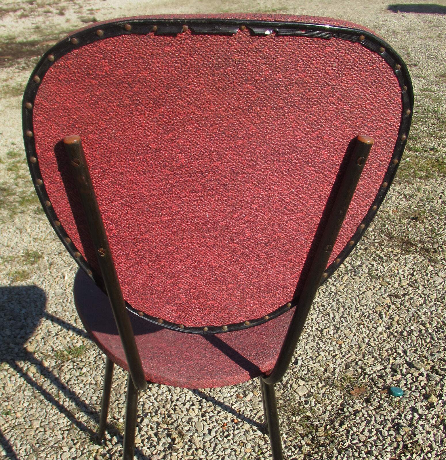 2 vintage chairs, metal and skaï